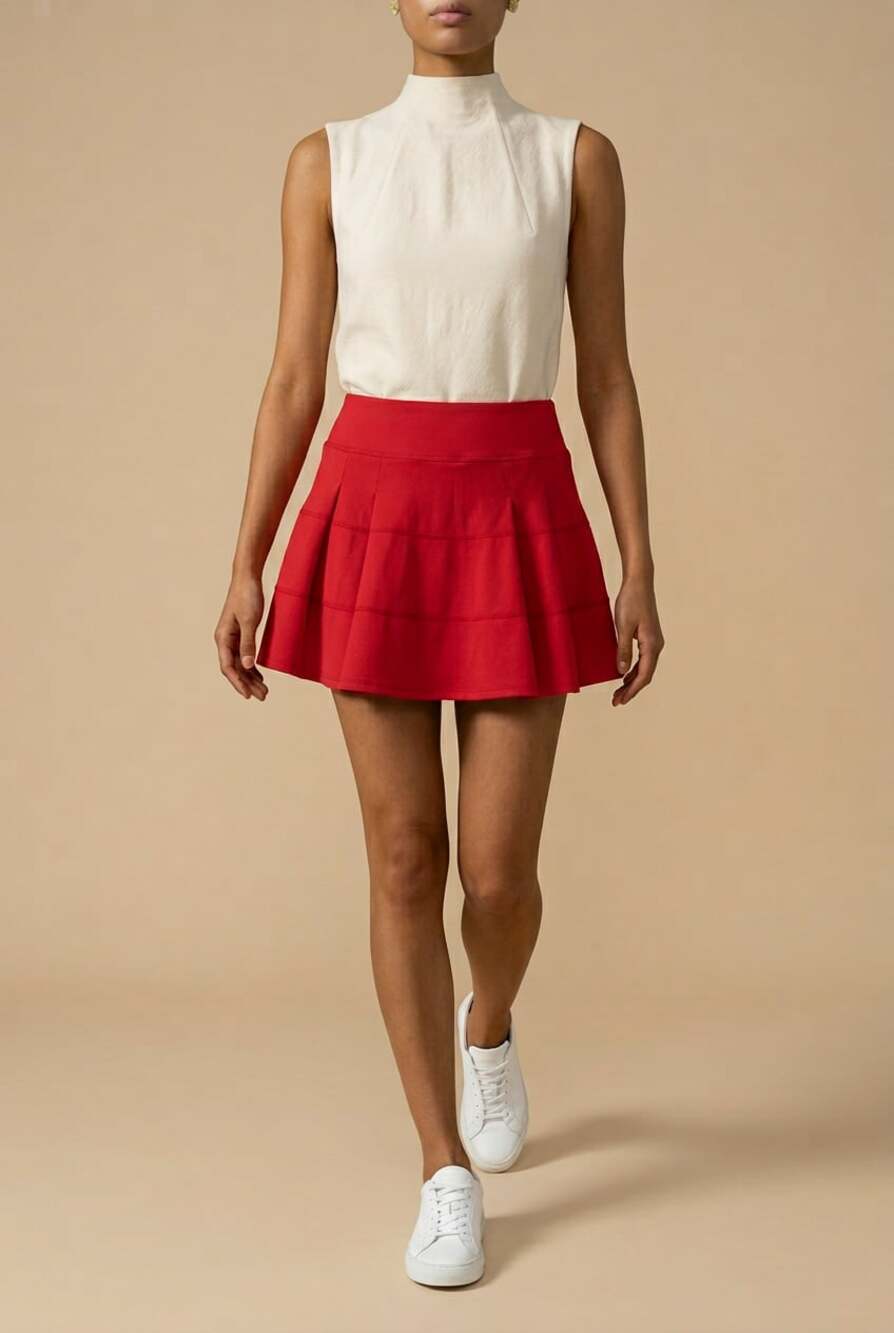 AS Revival Red Pleated Athletic Tennis Skort